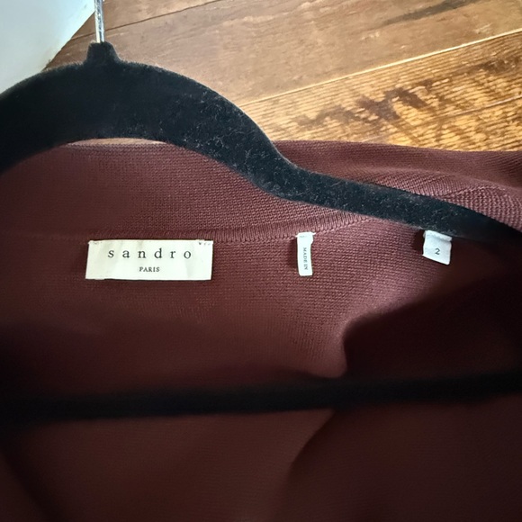 Sandro Knit Cardigan Milano Jacket - Brown Sz 2 - Picture 5 of 6